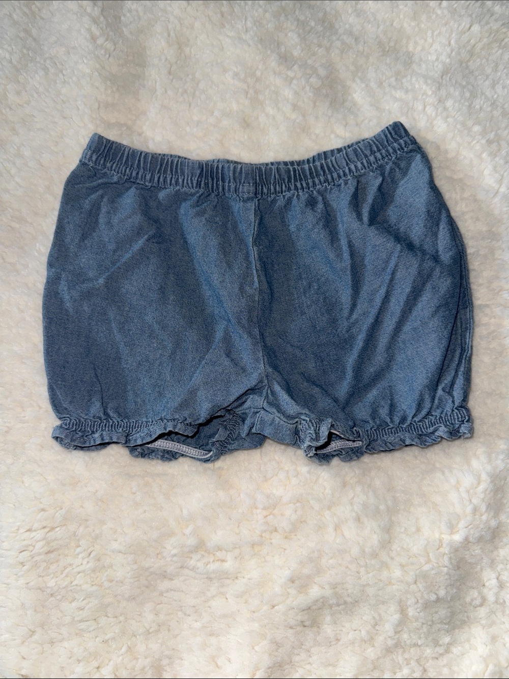Toddler Girls' Blue Elastic-Waist Ruffle Hem Shorts